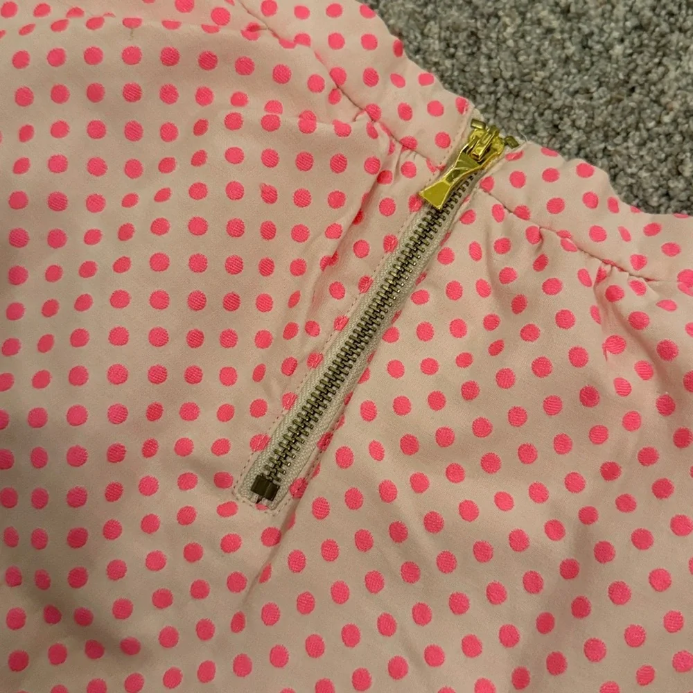 Kate Spade Toddler Hot Pink Polka Dot Skirt with Gold Bow Zipper 18 Months